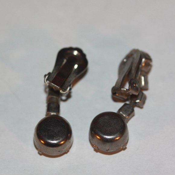 Vintage SET Necklace and Earrings Rhinestone Silvertone - Picture 4 of 5